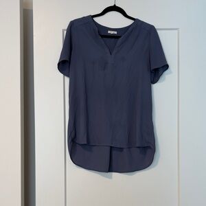 Pleione Deep Blue V-Neck Blouse